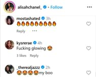 Kysre Gondrezick comments on Alisah Chanel's IG post. (Photo: Screengrabbed from @alisahchanel_ on IG)